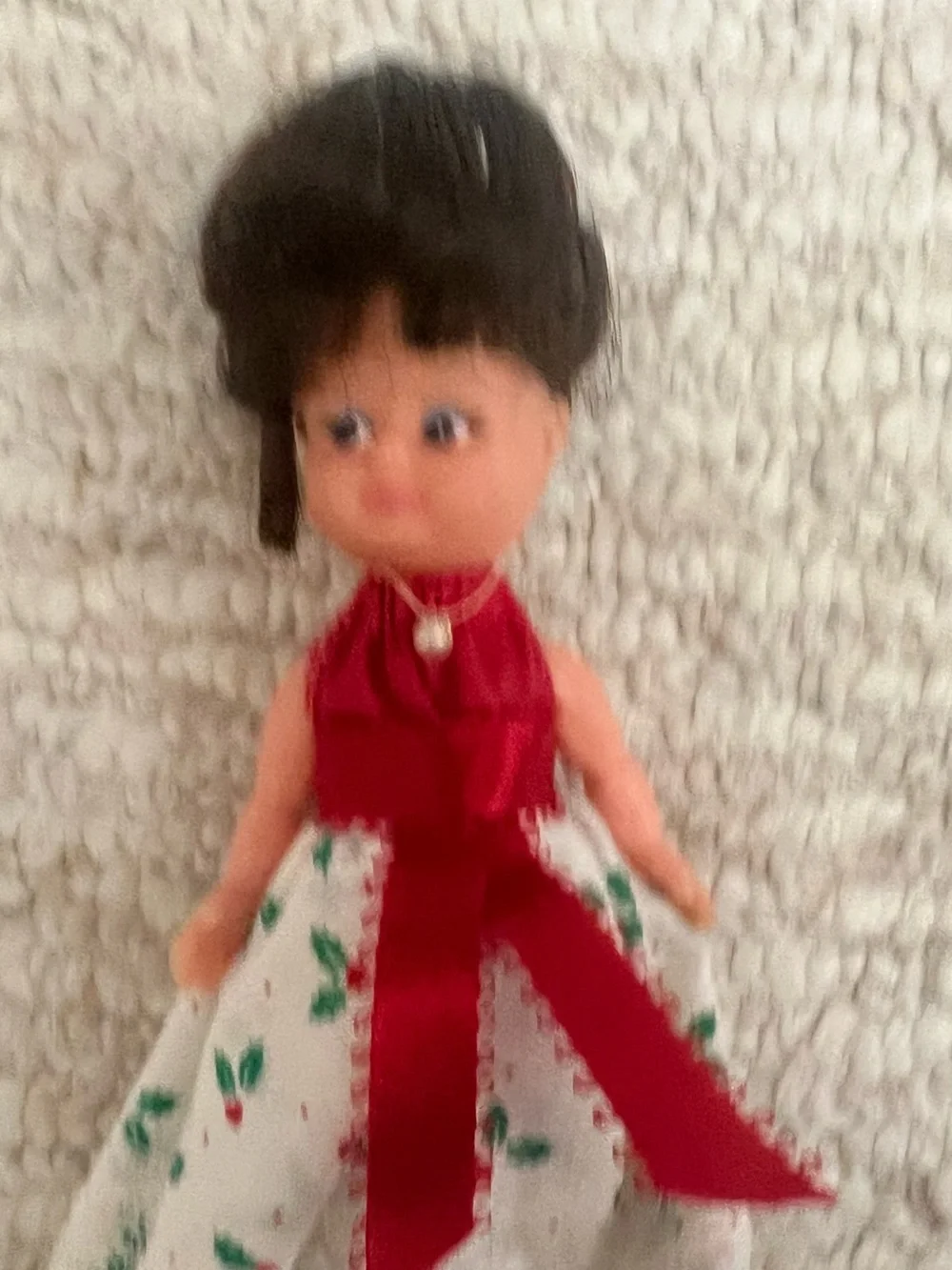 60’s Red Ribbon Doll in Floral Dress